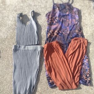 Rainbow Gray and Orange Midi Dresses